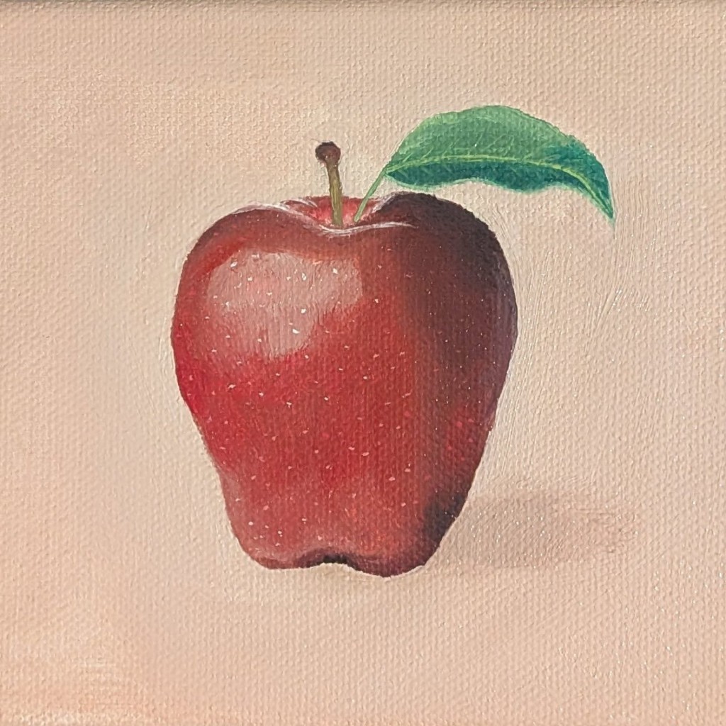 Painting of a red apple