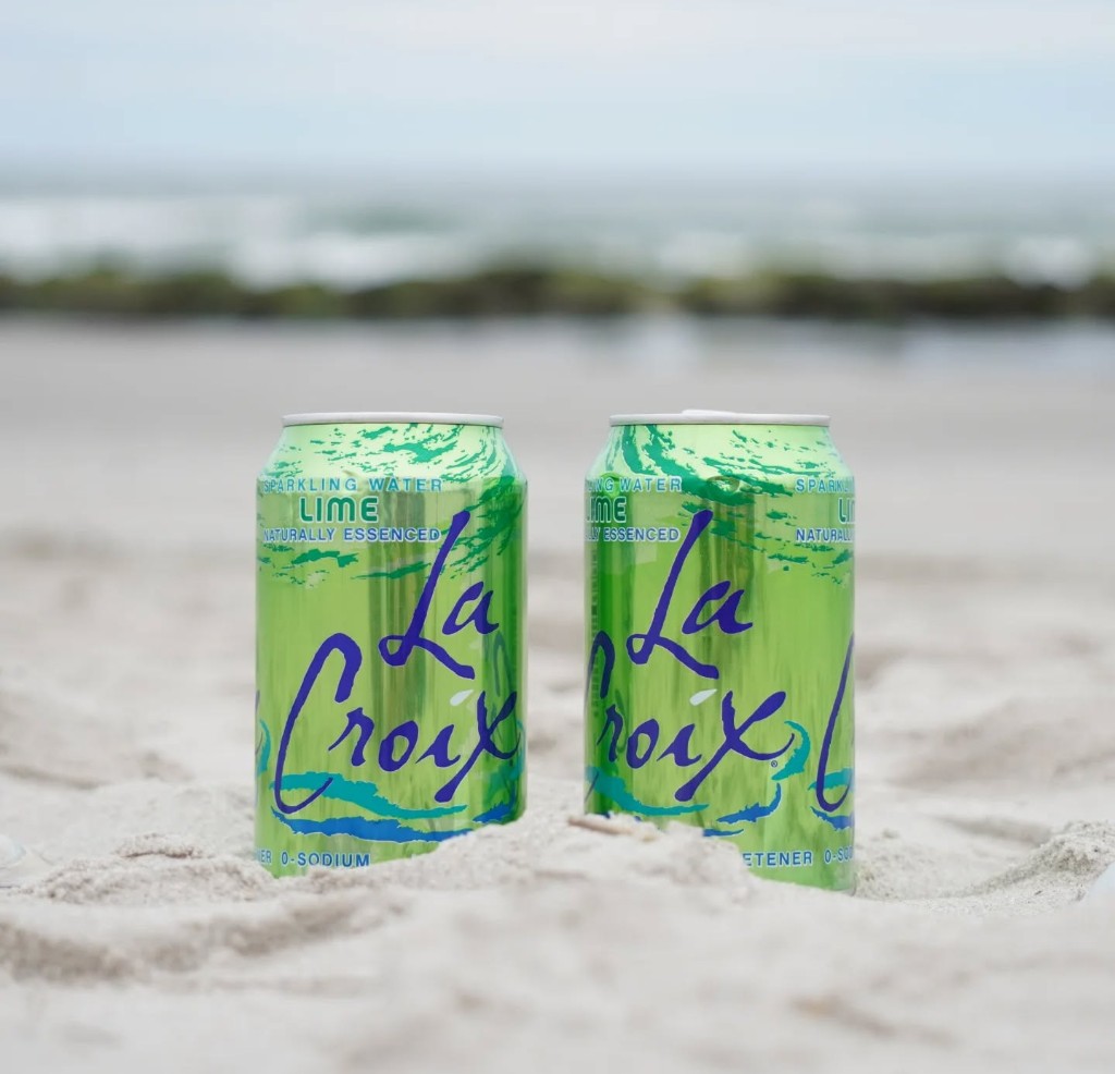 La Croix cans on the beach